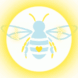 MettaWings logo featuring a stylized bee with blue and yellow stripes, a heart on its thorax, and translucent wings.